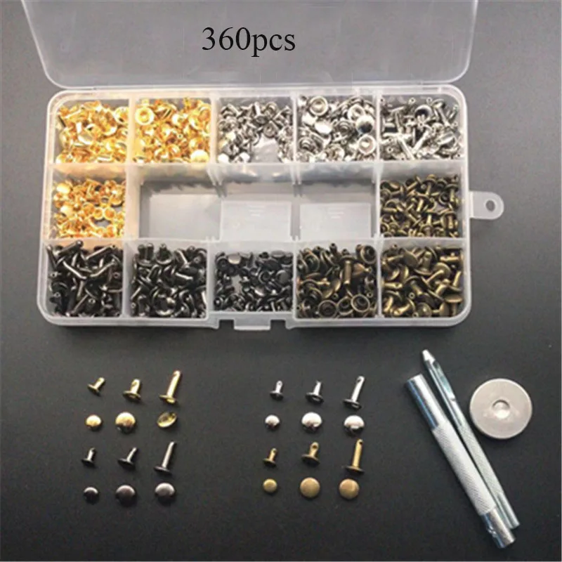 Leather Craft 360 Sets of 6mm8mm Double Rivet Leather Accessories Set Shoes Clothes Leather Accessories Installation Tools