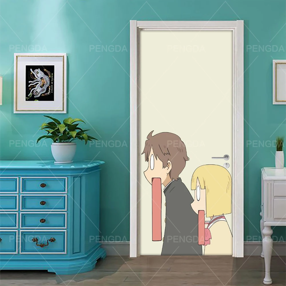 3d Diy Door Sticker Self Adhesive Print Art Cartoon Character Picture PVC Poster Waterproof Wallpaper For Kids Room Home Decor