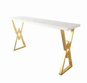 

Nordic Light Luxury Solid Wood Bar Table Net Red Iron Art Home Milk Tea Bar Marble Dining Table Chair High Foot Long Table