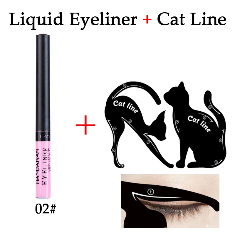 02cat line Жидкая подводка для глаз Cloroful, водостойкая, долговечная, жидкая подводка для глаз, Гладкие инструменты для макияжа и кошачьи линии, макияжные трафареты для глаз - Цвет: 02cat line