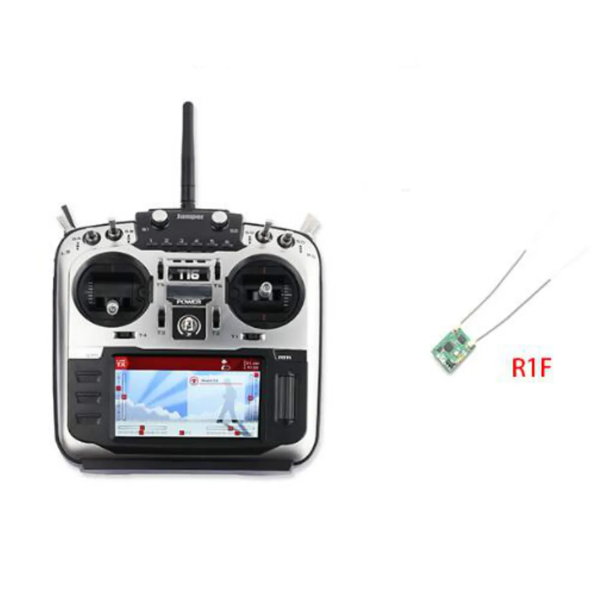 Mode 1 with R1F D16 Jumper T16 Pro Hall Gimbal с открытым исходным кодом встроенный модуль многотопальный радиопередатчик 2,4G 16CH с 2S 7,4 V 2000MAH батареей - Цвет: Mode 1 with R1F D16