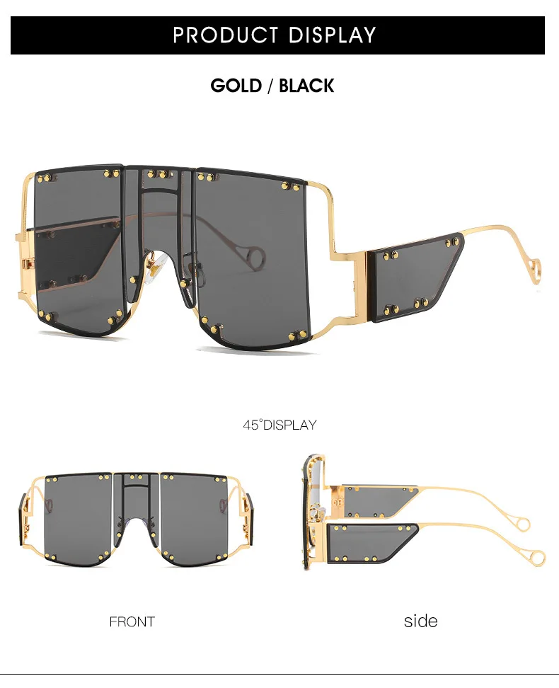 VCKA, женские солнцезащитные очки больших размеров с большой оправой, женские солнцезащитные очки, Ретро стиль, брендовые, UV400 очки панка - Цвет линз: 1