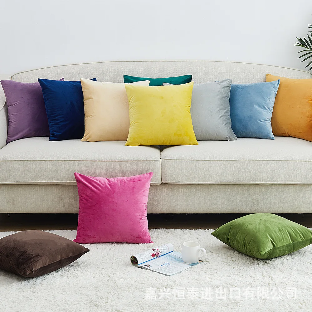 

Fashion Soft Dutch velvet Solid color Cushion cover 40*40cm Nordic ins pillow case for office sofa Chair Decor 45/50/55/60/65/70