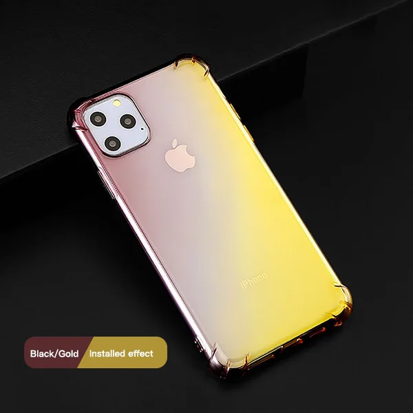ACCEZZ роскошный противоударный силиконовый чехол для телефона для iPhone 11 Pro Max цветная прозрачная защитная задняя крышка чехол для телефона s Coque - Цвет: Black gold