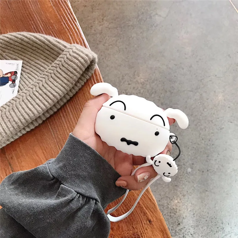 Силиконовый чехол Crayon Shin chan для AirPods pro, милый чехол для наушников с Bluetooth для Apple Airpod 3, роскошный защитный чехол с рисунком - Цвет: «Лвори»