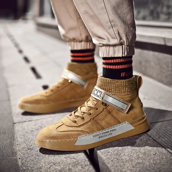 

Vodka Genuine Leather Casual Shoes Men Adult High Top Quality Flat Non-Slip Sneakers Men Boot Outdoor Hiking Zapatos De Hombre