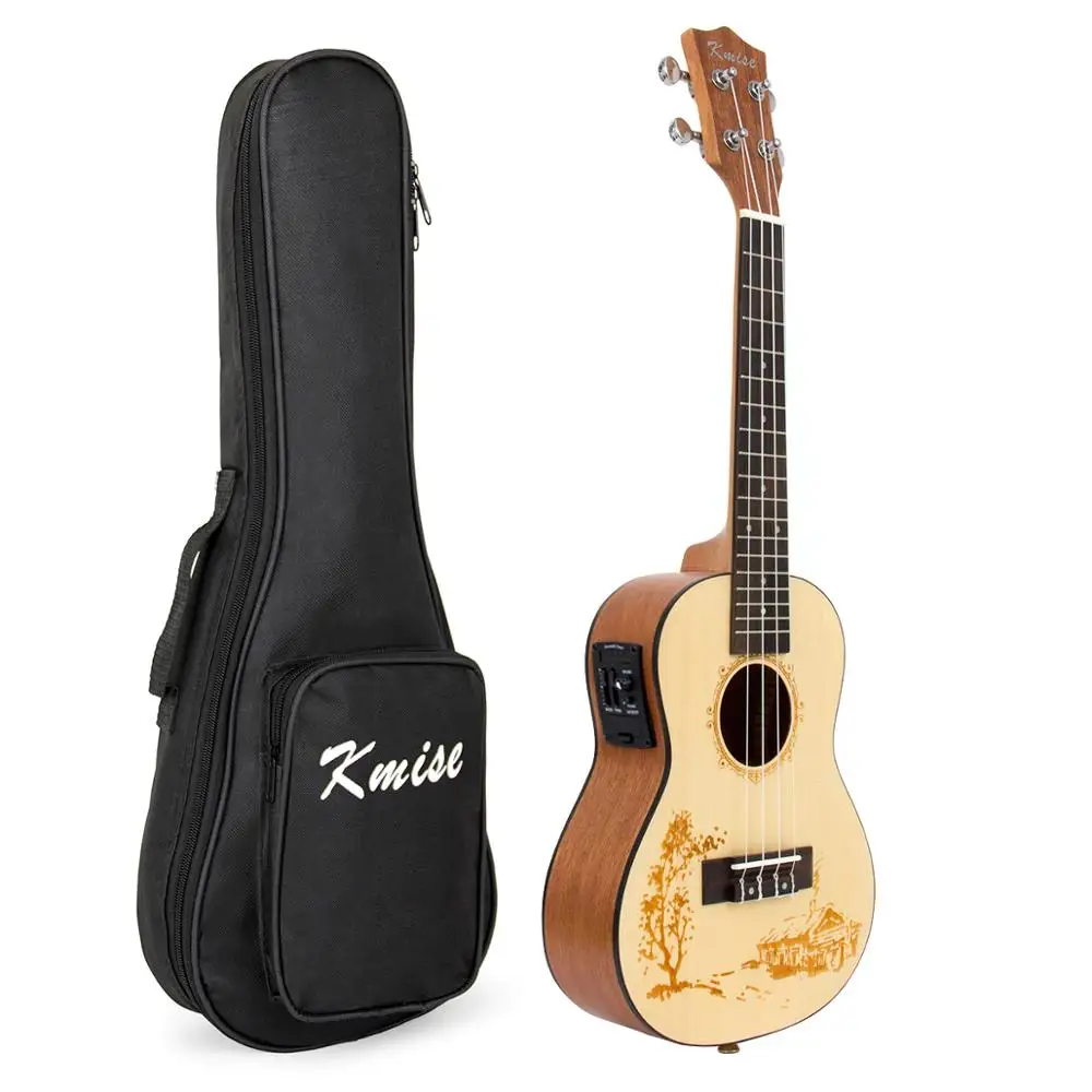 Kmise Concert Ukelele 23 Inch 18 Frets Electric Acoustic Solid Spruce