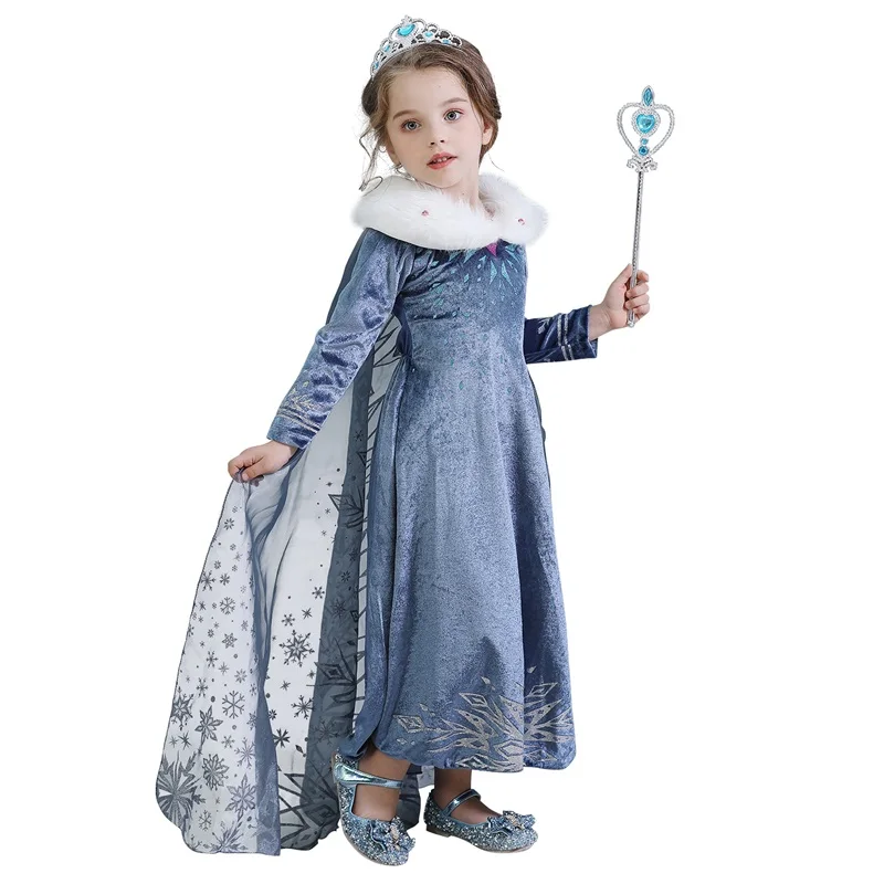 only dress 2 С изображением Анны и Эльзы 2 новое платье принцессы для девочек на Хеллоуин, Косплэй, спортивный костюм с длинными рукавами костюм «Эльзы»; для девочек; карнавальный вечерние Халат - Цвет: only dress 2
