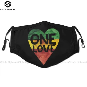 

Rasta Mouth Face Mask One Love Music Rasta Reggae Heart Facial Mask Cool Fashion with 2 Filters for Adult