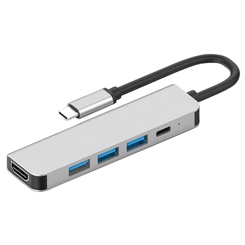 

5-In-1 Docking Station, Type-C to USB3.0X3+4K HDMI+PD Interface Converter Adapter, Support TYPE-C Channel Computer