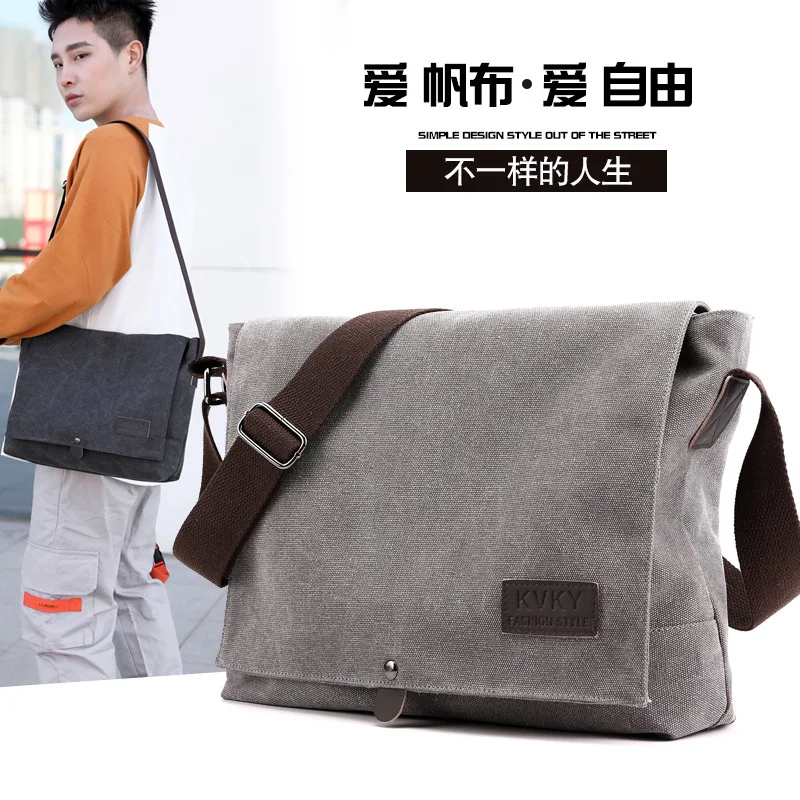 

New Style 2019 Fashion Man Single-shoulder Canvas Bag Outdoor Travel Light Shoulder Bag Fashion Wear-Resistant Travel Bag