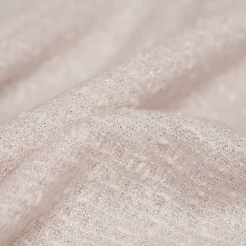 

Light pink silver silk weave small fragrance wind tweed cloth autumn and winter women's coat clothing custom fabrics