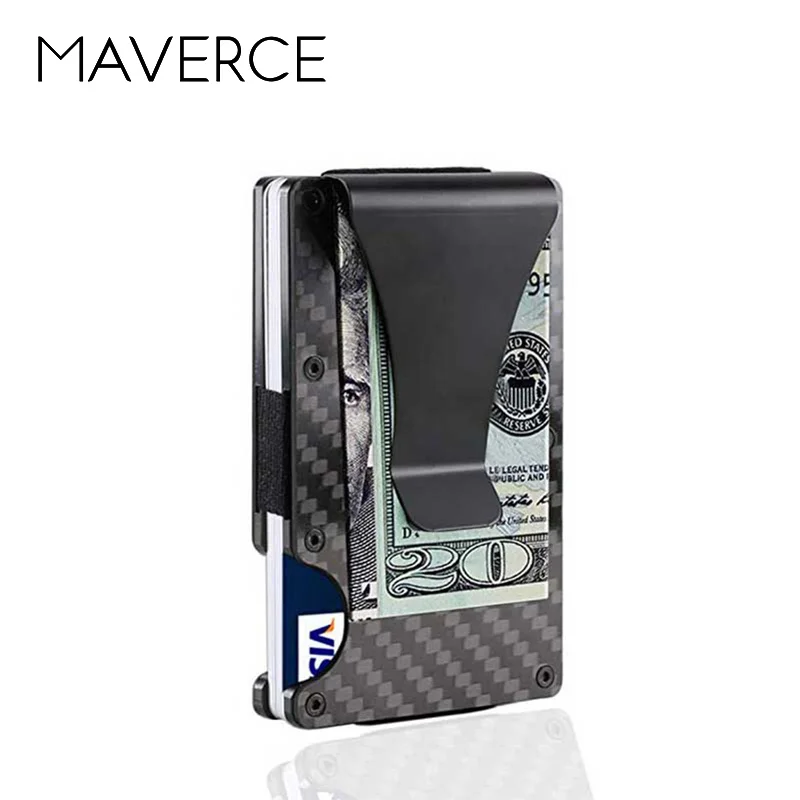 Carbon Fiber Credit Card Holder RFID Non-scan Metal Wallet Purse Male Business C