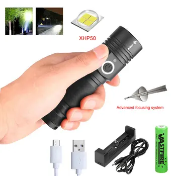 

XHP50 Zoomable LED Flashlight 4 Modes USB Rechargeable Torch Light Outdoor Camping Lantern Spotlight Lamp+18650+USB Charger