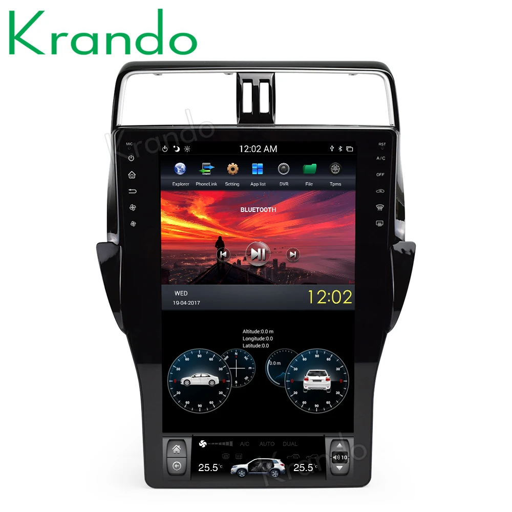 Krando Android 8,1 1" Tesla стиль автомобильное аудио-радио gps навигация для Toyota Prado+ мультимедийный системный проигрыватель bluetooth