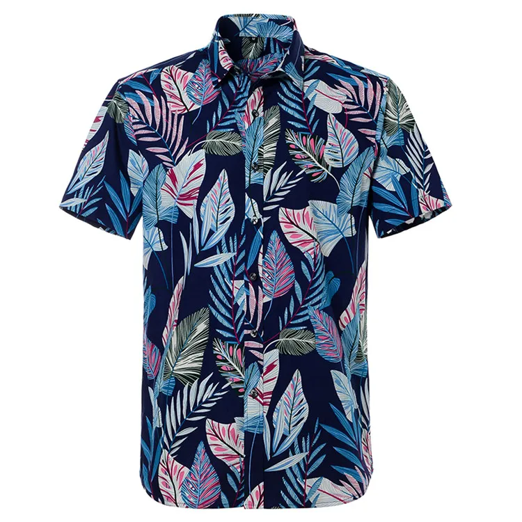 Summer Pure Cotton Mens Hawaiian Shirt Printed Short Sleeve Big Us Size Hawaii Flower Beach Floral Patterns 4