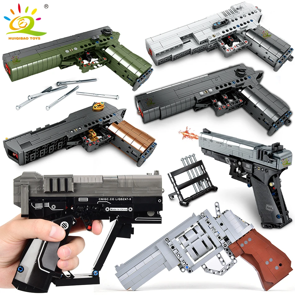 HUIQIBAO Desert Eagle Revolver Model Gun Plastic Pistol Building Blocks Set modular Game Bricks