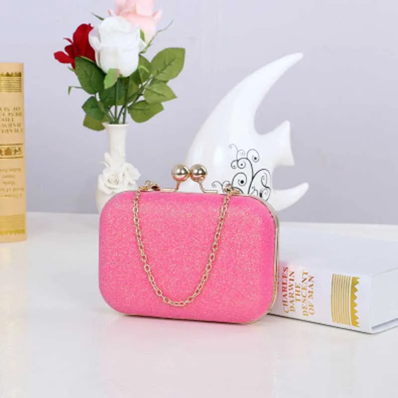 Pink Chain Bag Женская Блестящая вечерняя сумка, Круглый клатч, сумка на цепочке, сумка на плечо, элегантные женские вечерние сумки, свадебные бальные, подарок на день рождения для девочек - Цвет: Pink Chain Bag