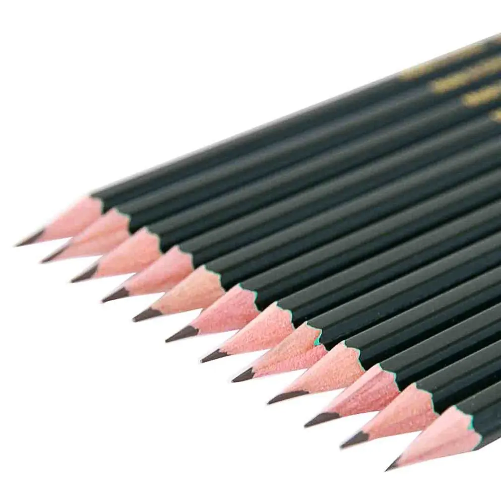 12pcs/Pack Deli Stationery 7083 HB Pencil Hexagonal Wooden Pencil For Drawing Writing Sketch Shading Artist School Supplies