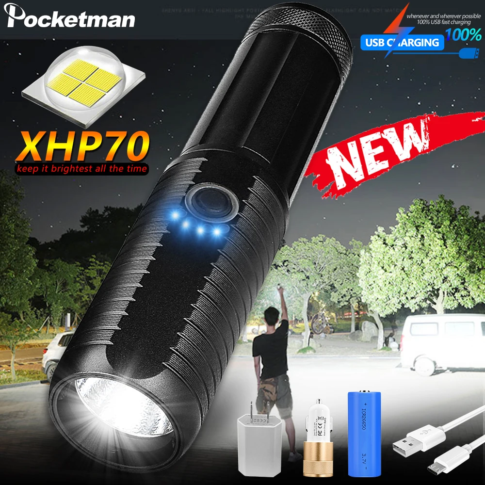 Самый мощный XHP70 светодиодный светильник фонарь Тактический s Водонепроницаемый