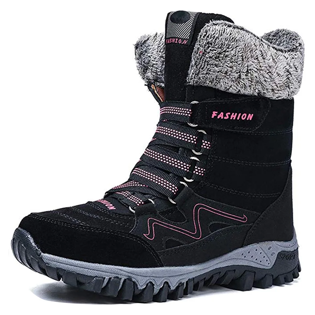 N Women Warm Padded Plush Snow Boots Winter Boots Trekking Boots Hiking Winter Boots Non-slip Outdoor with Hook and Loop