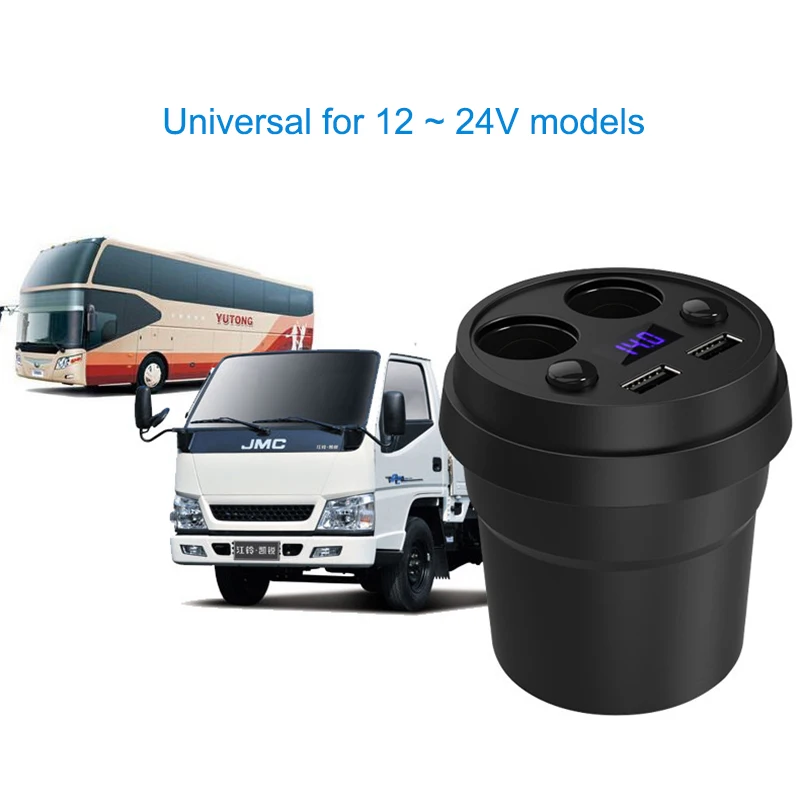 Автомобильное зарядное устройство 2 USB чашки питания гнездо адаптер прикуривателя Разветвитель с напряжением светодиодный дисплей SP99