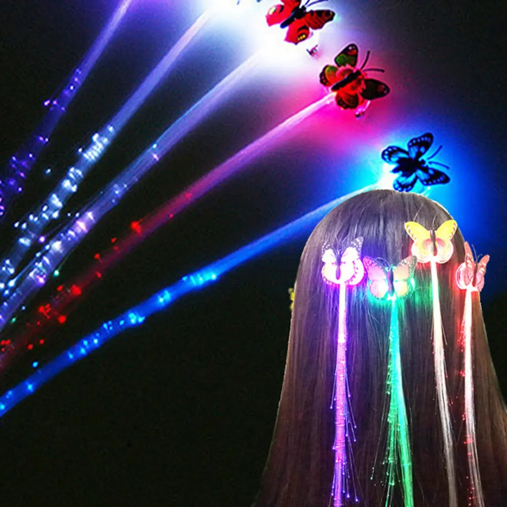 New Hot Invitations Clip Light-up Flashing Barrette Fiber Optic Hair Assorted Led Headwear For Party Girl Dress Kid's Gift |