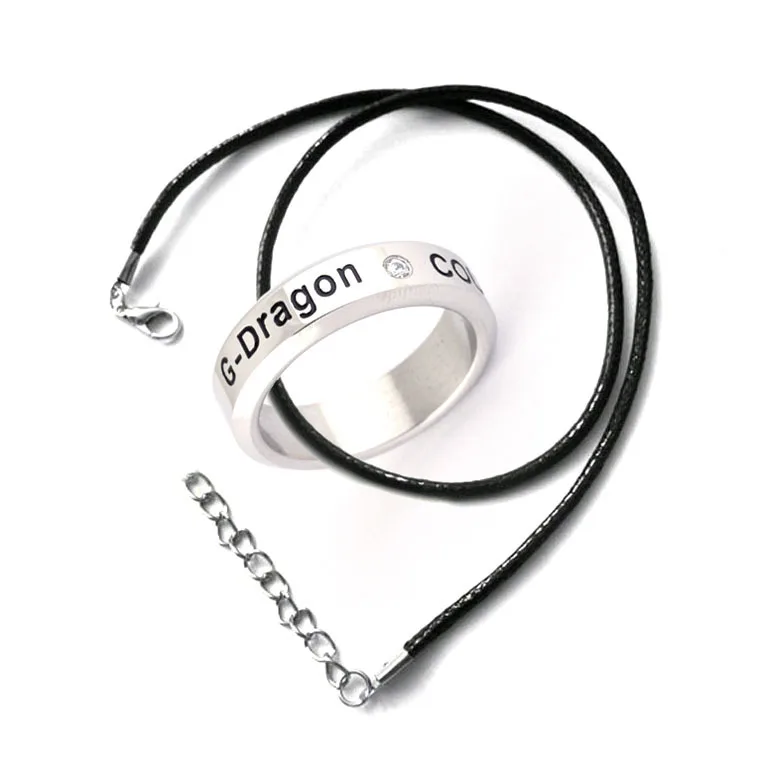 Bigbang kpop English name Infinity ring tail ring titanium steel rope 8.5 size Send leather boxes k-pop jewelry men young women