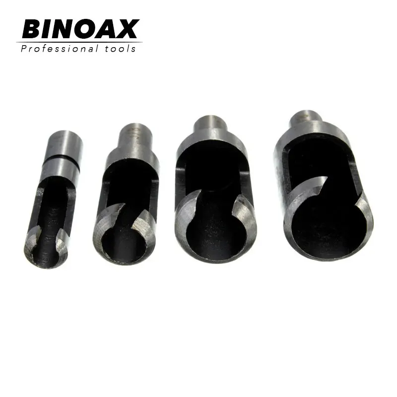  BINOAX 4Pcs Carbon Steel Wood Work Plug Cutter Cutting Power Tool Drill Bit Set DIY 6/10/13/16mm #P