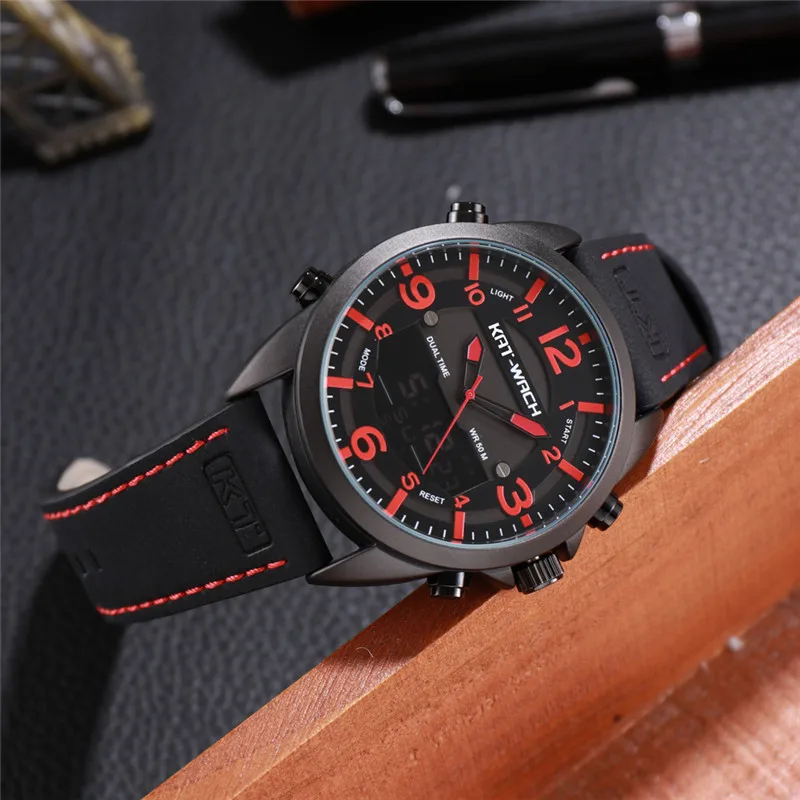 KAT-WACH 2022 Double Time Zone Swim Men Sport Watch Digital Quartz Wrist watches Waterproof 50M Military Clock Relogio Masculino