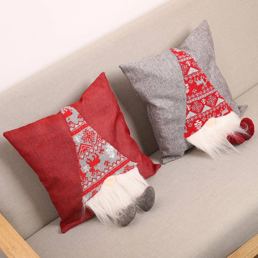 

Merry Christmas Santa Claus Faceless Doll Cushion Cover Decorative Pillowcase Polyester Throw Pillow Case Cover poszewka #25