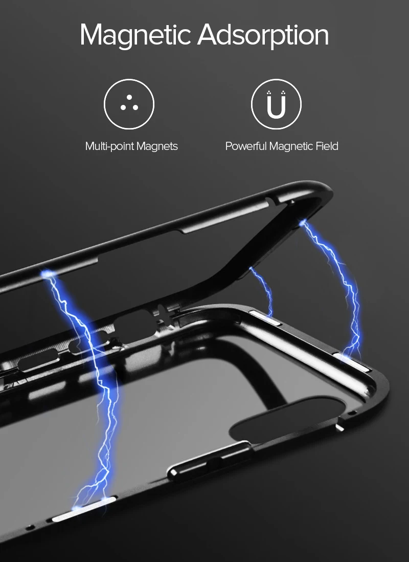 Магнитный поглощающий чехол для телефона, магнитный чехол для iPhone 11 X XS MAX 8 7 6 6S Plus, металлический магнитный прозрачный чехол из закаленного стекла