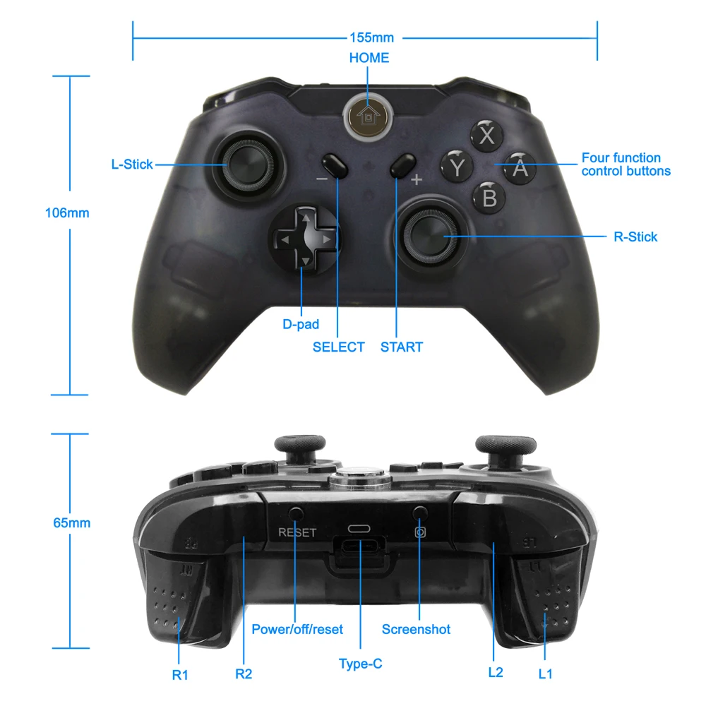 Беспроводной Bluetooth Pro игровой контроллер ручка с шлифованной оболочкой и одним щелчком подключения подходит для консоли переключателя/PRO контроллер