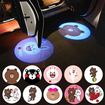 

2pcs Shadow Lamp Projector Light Car Led Wireless Door Logo Light Welcome Decor Lamp Laser Atmosphere Car Light Car Accessories