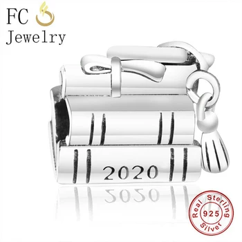 

FC Jewelry Fit Original Brand Charm Bracelet 925 Silver Tassel Book Graduation Scoll Bead For Making Women School Berloque 2020
