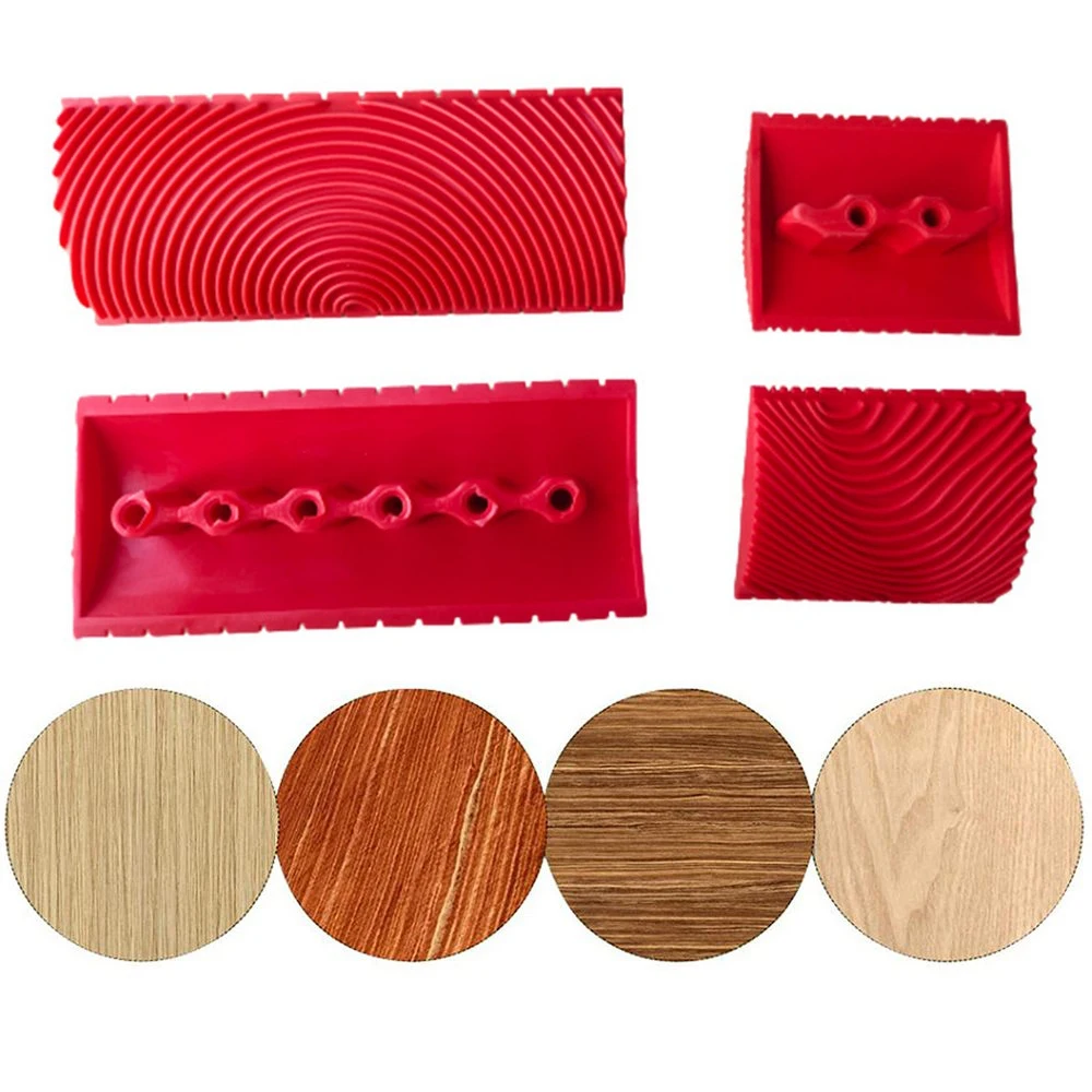 1 Set Wood Grain DIY Tool, Imitation Wood Grain Pattern Wall Texture  Roller, Embossing Art Rubber Wood Grain Painting Tools, Home Decoration