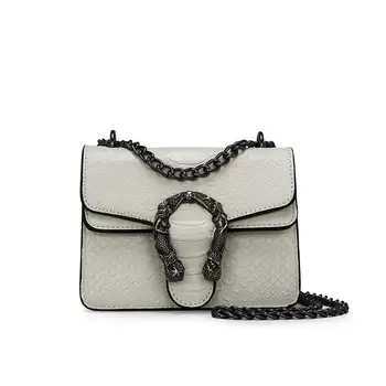 

2020 Summer New Women Bag Fashion Snake Pattern Shoulder Bag Chain Crossbody Bag Small Square Bag Korean Embossed Female BA077