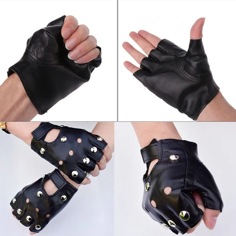 driver gloves 1 Pair Cycling Half Finger Glove PU Leather Unisex Glovs Anti-Slip Fingerless Gloves Breathable Punk Gloves For Cycling Fitness best warm gloves for men