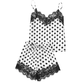 

Fashion Girls Cute Lace Embroidered Silk Dot Underwear And Shorts Pajama Set lingerie femme jartiyer sexy set lenceria /X