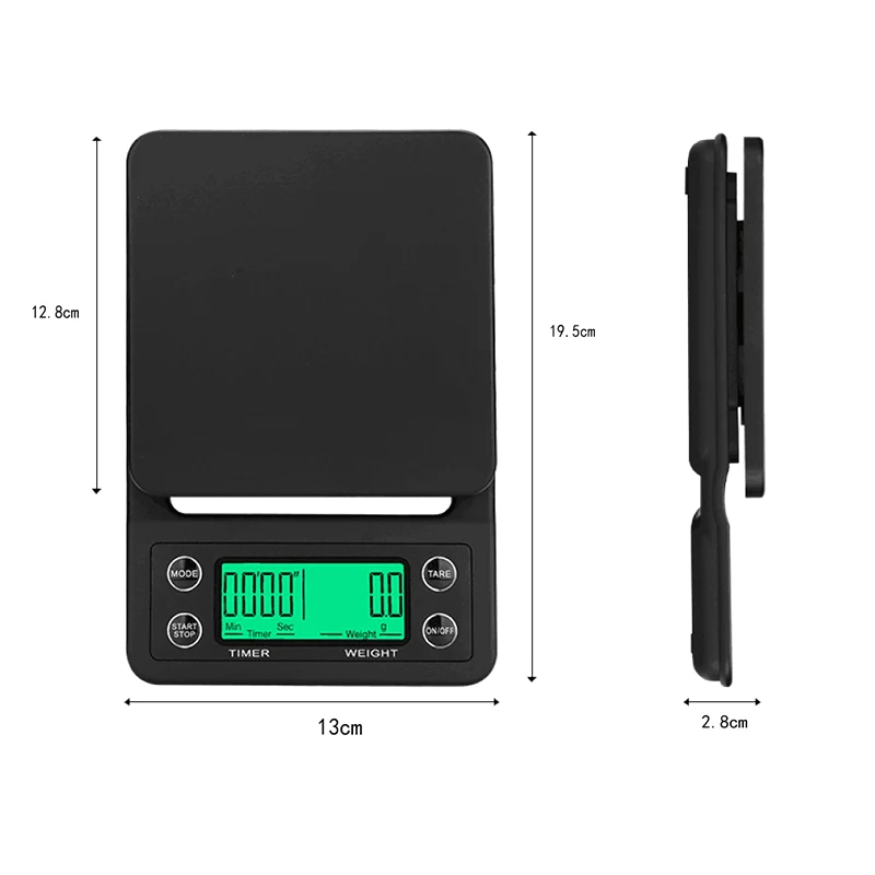 

1 Pcs Electronic Coffee Scale Portable with Timer LCD Digital Weighing Tool for Kitchen J99Store
