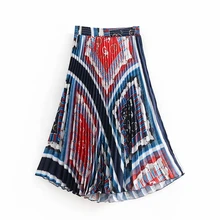 Twill пятнистые женские юбки с принтом цепи летние женские элегантные плиссированные миди юбка женская юбки в стиле бохо Jupe женские юбки mujer