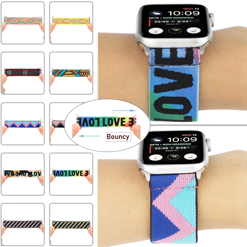 

New fashionable elastic Band for Apple Watch Series 5 4 3 2 Strap Bracelet bands for iWatch38/40/42/44mm Watchband Accessories