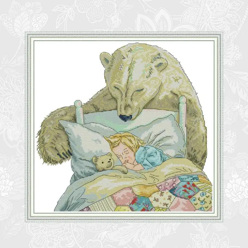 Вышивка крестом Joy Sunday Bear and Little Girl Набор для вышивки на холсте ручная работа | Дом