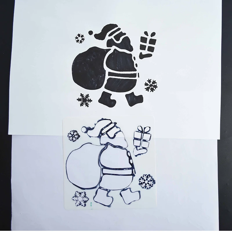 7pcs 13*13cm Christmas Stencils DIY Cake Decorating Moulds Baking Embellishments Stencil Template Mold for Home Kitchen Supplies