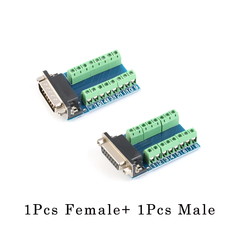 1 Female VS 1 Male DB15 D-SUB VGA 15pin Женский Мужской адаптер Jack терминал Breakout печатной платы - Цвет: 1 Female VS 1 Male