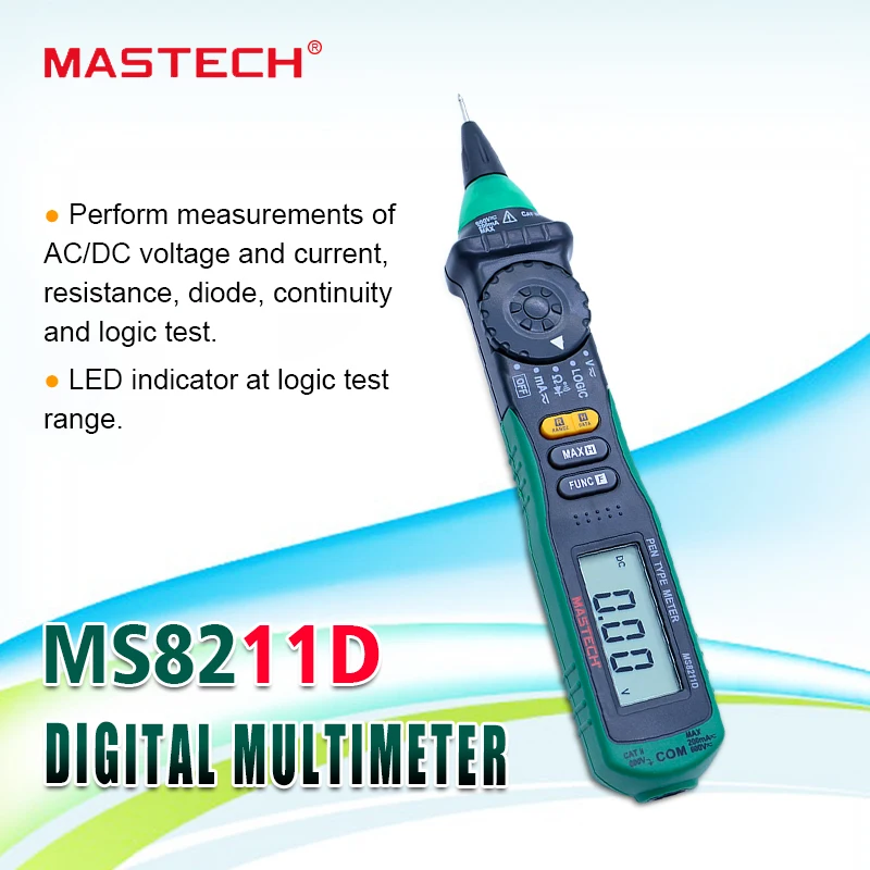 Цифровой мультиметр MasTech MS8211D в виде ручки DMM с автоматическим выбором диапазона