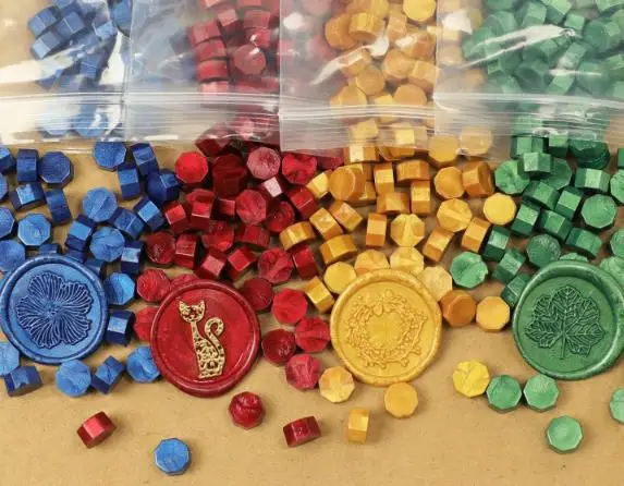 Retro Octagon Sealing Wax Beads Wax Seal Stamp Beaded 100pcs for Wedding Vintage Craft Decor Card Making Tools Gold Bronze color sealing wax beads seal wax