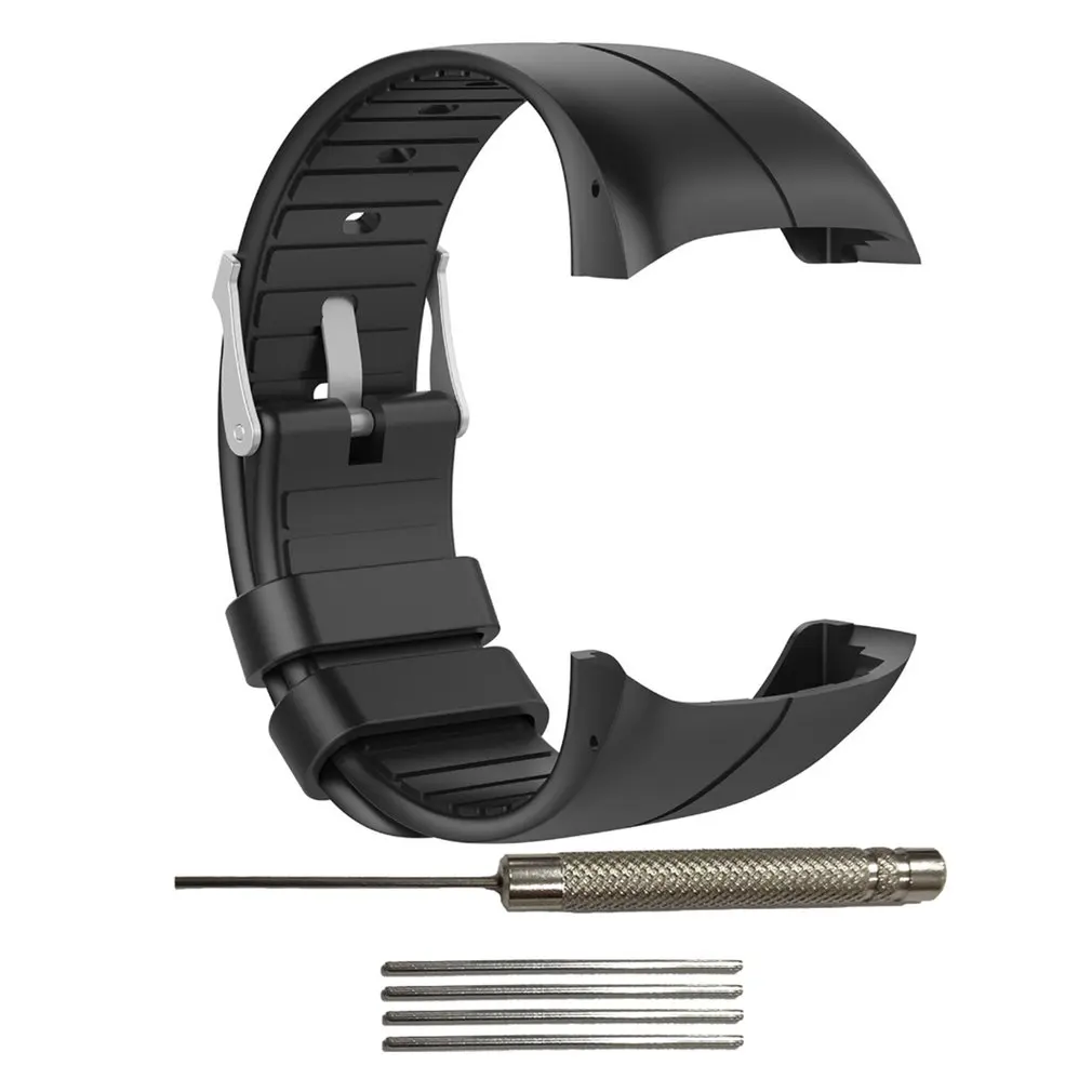 

For Polar M400/M430 Silicone Smartwatch Replacement Strap Official Pattern Black Buckle Sports Replacement Wristband