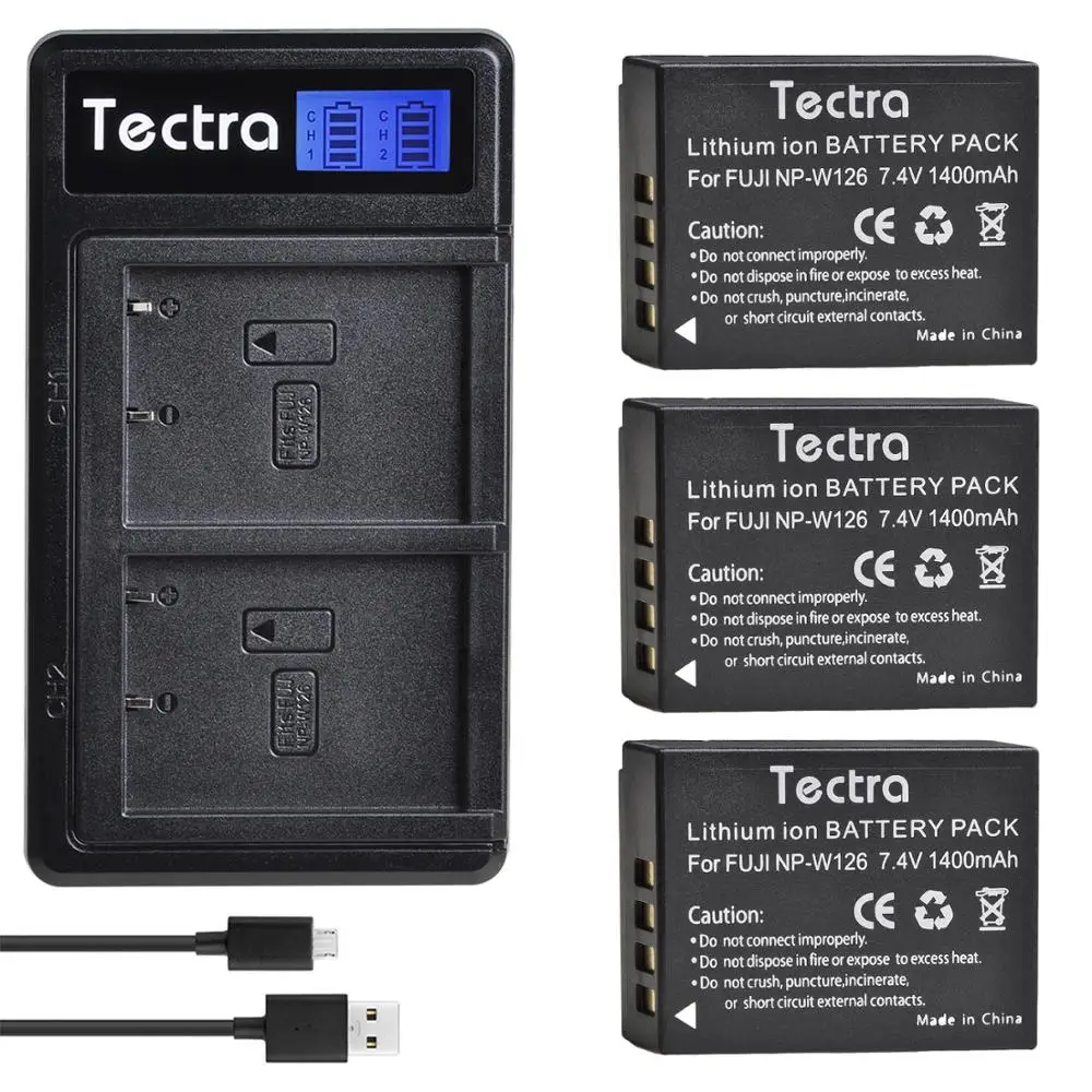 Tectra Np-W126 Batteria Npw126 Np-W126S E Caricabatterie Rapido Per Fujifilm X100F X-A10 X-A7 X-A5 X-A3 X-A1 X-E2 X-E2S X-Pro1