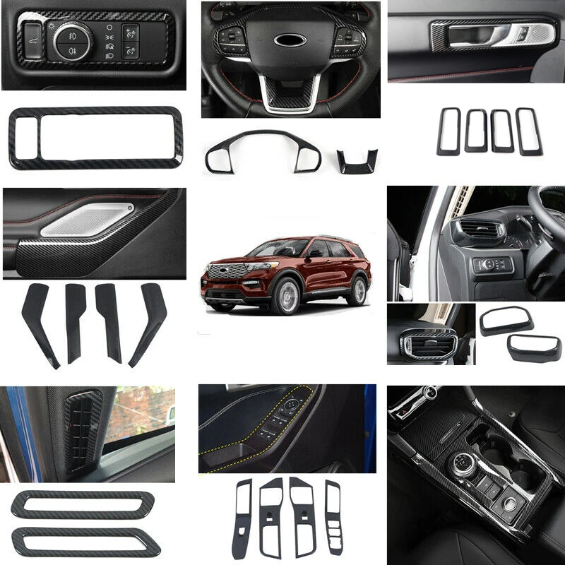 LHD! Car Styling 21PCS ABS Carbon Fiber Printed Interior Accessories